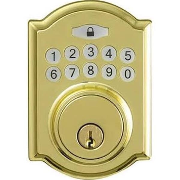 Taiwan Fu Hsing Industrial Taiwan Fu Hsing Industrial 221752 Tru-Guard Castle Electronic Deadbolt Lock; Polished Brass - 221752