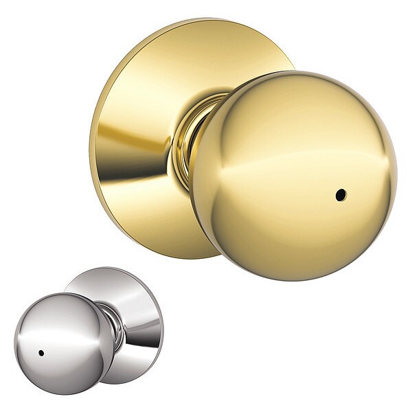 Schlage Residential Knob Lockset, Bright Brass /Bright Chrome - F40 ORB 605X625