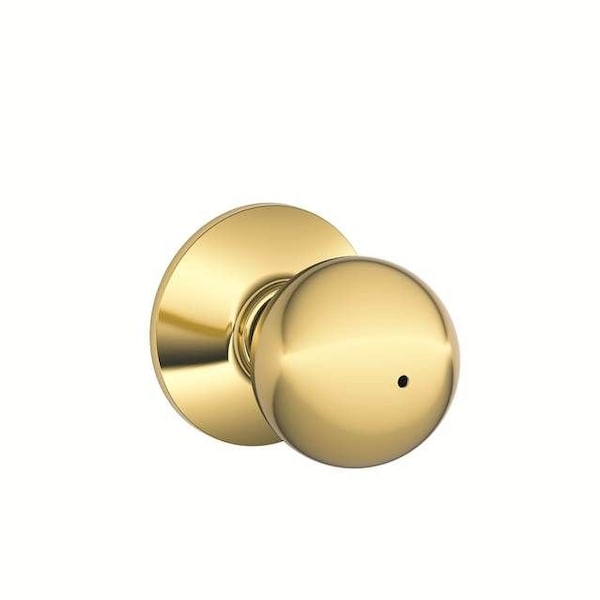 Schlage Residential Orbit Knob Privacy Lock with 16080 Latch and 10027 Strike Bright Brass by Bright Chrome Finish - F40ORB605625