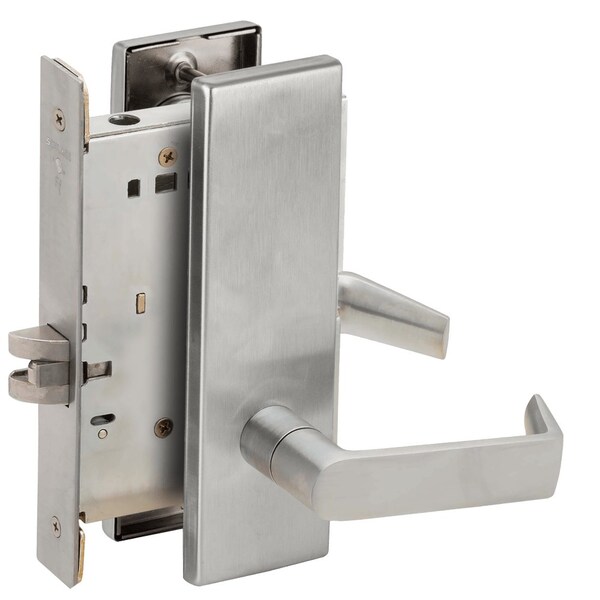Schlage Grade 1 Passage Latch Mortise Lock, 06 Lever, N Escutcheon, Satin Chrome Finish, Field Reversible - L9010 06N 626