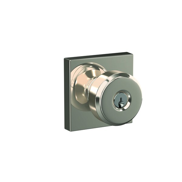 Schlage Residential Bowery Knob with Collins Rose Keyed Entry Lock C Keyway with 16211 Latch and 10063 Strike - F51ABWE618COL
