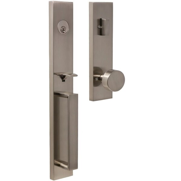 Weslock Xanthis Single Cylinder Handleset with Mesa Knob Trim with Adjustable Latch and Round and - 02890-N4NSL2D