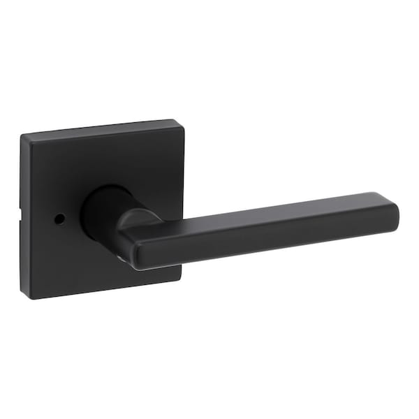 Kwikset Halifax Lever with Square Rose Privacy Door Lock with 6AL Latch and RCS Strike Matte Black Finish - 730HFLSQT-514