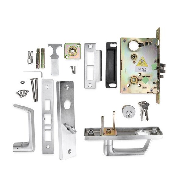 Trans Atlantic Co. DXML Series Brushed Chrome Grade 1 Entry Mortise Door Lock Handle with Escutcheon Right-Handed Lever - DL-DXML53SERH-US26D