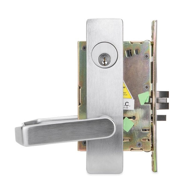 Trans Atlantic Co. DXML Series Brushed Chrome Grade 1 Entry Mortise Door Lock Handle with Escutcheon Right-Handed Lever - DL-DXML53SERH-US26D