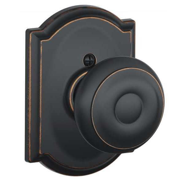 Schlage Antique Bronze Dummy Knob Lockset, Georgian/Camelot - F170 GEO 716 CAM