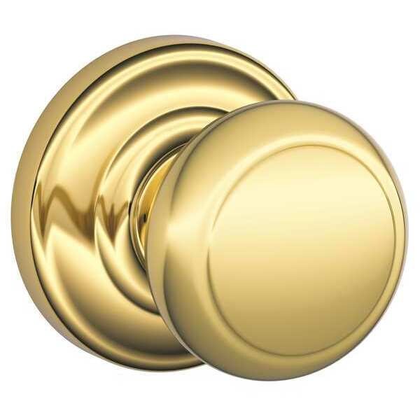 Schlage Bright Brass Dummy Knob Lockset, Andover/Andover - F170 AND 605 AND