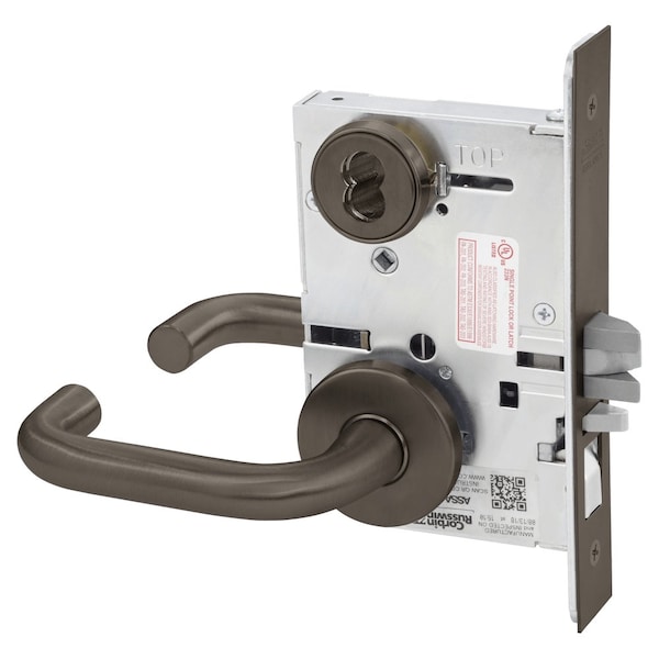 Corbin Russwin Entrance or Office Mortise Lock, LW Lever, A Rose, 7-Pin LFIC Less Core, Oil Rubbed Bronze - ML2051 LWA 613 CL7
