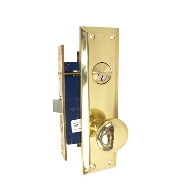 Marks Marks: METRO MORTISE KNOB LOCKSET HD - ENTRANCE - 1-1/16 X 7-5/8 - POLISHED BRASS - RIGHT HAND - MRK-91A-3-RH