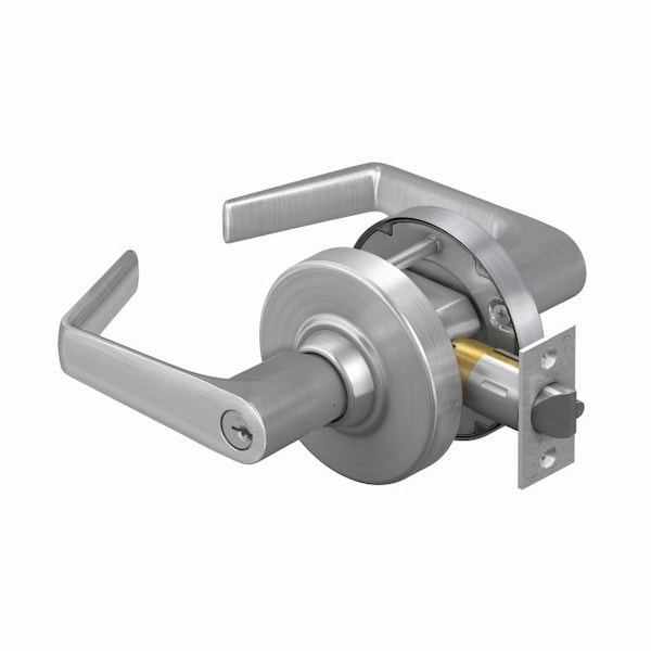 Schlage Commercial Storeroom Saturn Lever C Keyway, 2-3/4" Deadlatch, ANSI Strike Satin Chrome - ALX80PSAT626