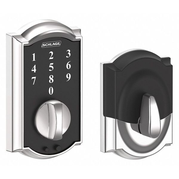 Schlage Residential Electronic Lock, Deadbolt, Bright Chrome - BE375 CAM 625