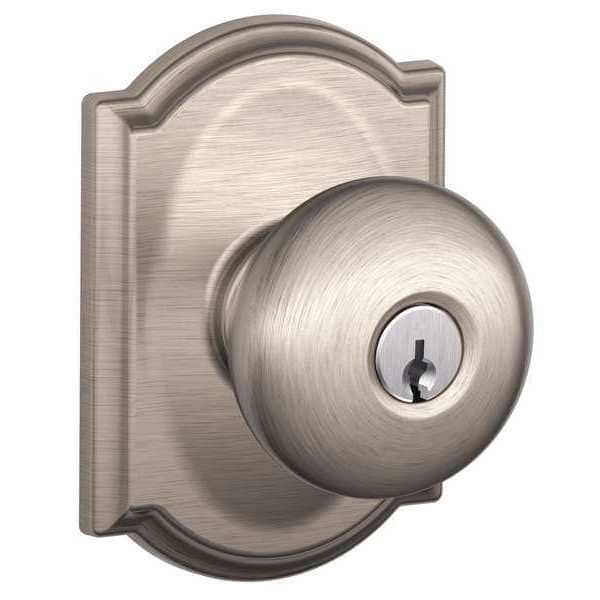 Schlage Satin Nickel Entrance Knob Lockset, Plymouth/Camelot - F51A PLY 619 CAM