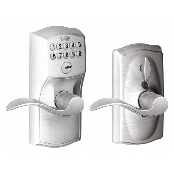 Schlage Residential Electronic Lock, Lever, Satin Chrome - FE595 CAM626ACC