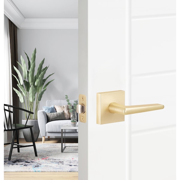 Sure-Loc Hardware Sure-Loc Hardware Basel Square Passage Lever, Satin Brass - BS101-SQ SB