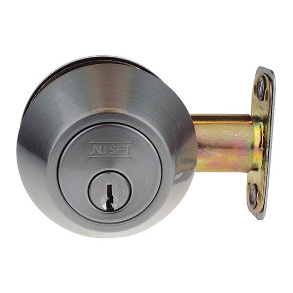 Nu-Set Single Cyl. Deadbolt, Stn Stnls Steel - 700-32D