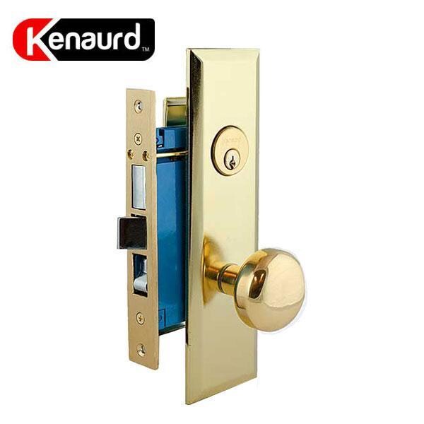 Kenaurd Kenaurd:Mortise Lockset (2-3/4) Gold (Knob) - SC1 - LARGER- LH - KML234-PB-SC1-LH