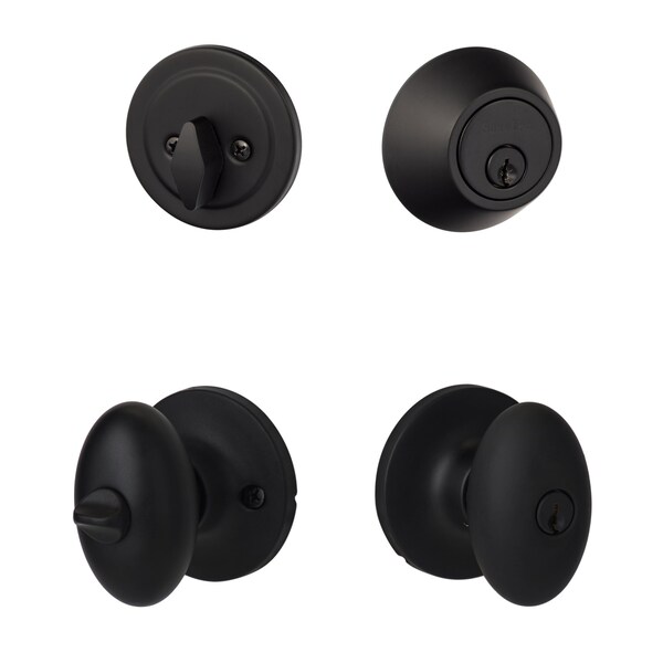 Sure-Loc Hardware Sure-Loc Hardware Arapaho Entry Knobset with KA Deadbolt, Flat Black - AR107/DB201 FBL