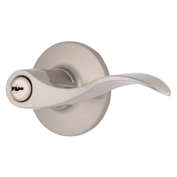 Brinks Raleigh Series Keyed Entry Transitional Wave Lever Round Rose Satin Nickel Finish - E2418-119