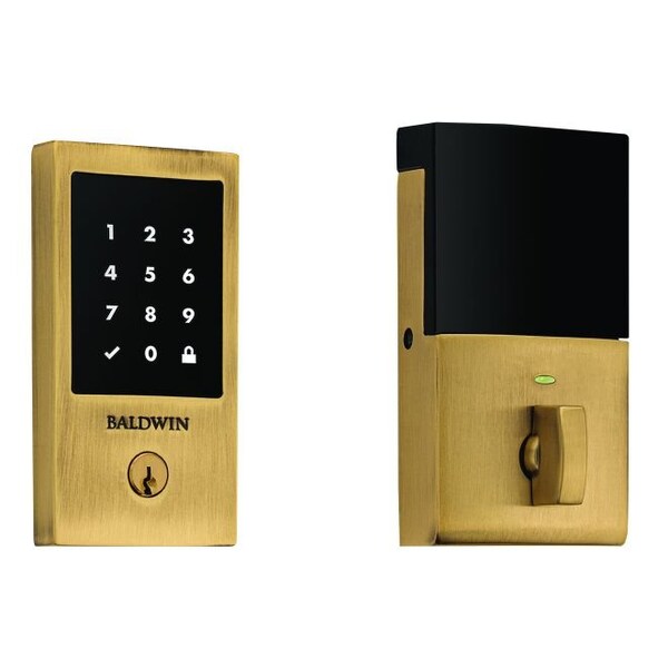 Baldwin Estate Baldwin Z-Wave Minneapolis Touchscreen Deadbolt with Schlage C Keyway Satin Brass and Brown Finish - 8225060ZW