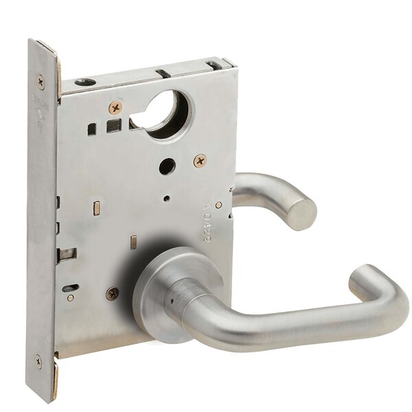 Schlage Grade 1 Full Dummy Trim w/Case Mortise Lock, 03 Lever, A Rose, Satin Chrm Fnsh, Field Reversible - L9176 03A 626