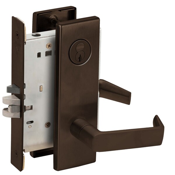 Schlage Grade 1 Storeroom Mortise Lock, Schlage FSIC With Core, S123 Keyway, 06 Lever, N Escutcheon, Dark Ox - L9080R 06N 613