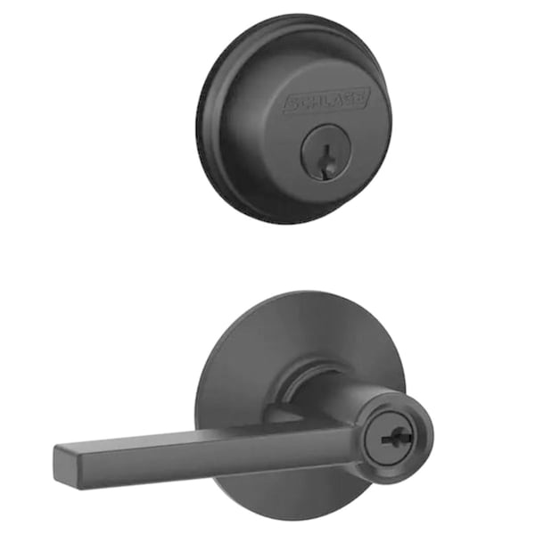Schlage Schlage Latitude Straight/Contemporary Matte Black Entry Knob and Single Cylinder Deadbolt Right or - FB50NVLAT622