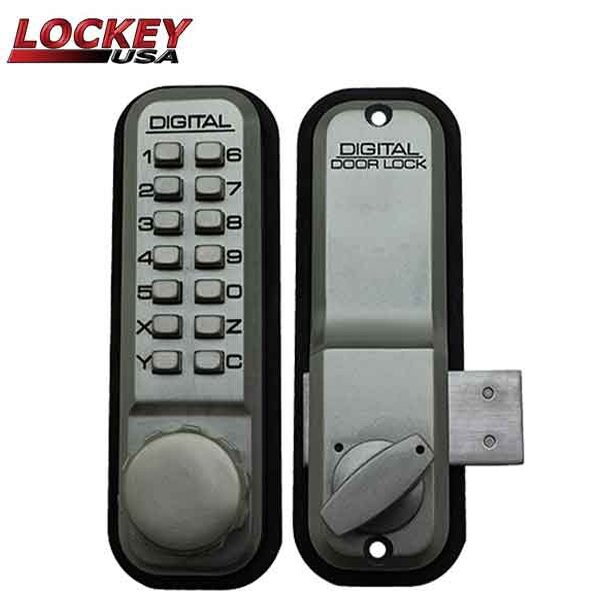 Lockey 2200 - Narrow-Stile Mechanical Keypad Keyless Deadbolt Lock - Surface Mount - Antique Brass - LK-2200-AB