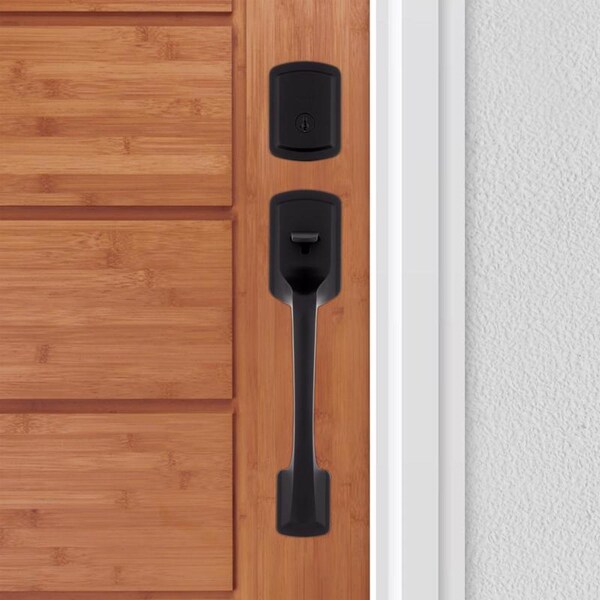 Kwikset Kwikset Prague Matte Black Entry Handleset 1-3/4 in. - 98180-026