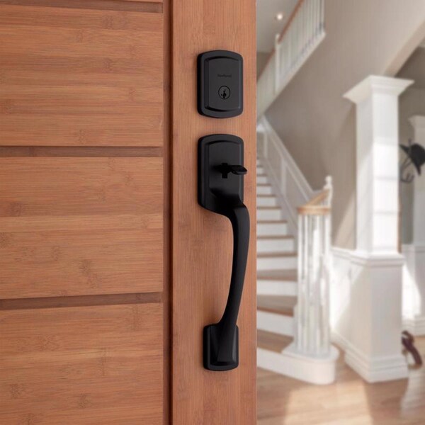 Kwikset Kwikset Prague Matte Black Entry Handleset 1-3/4 in. - 98180-026