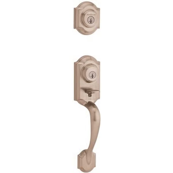 Kwikset Montara Exterior Single Cylinder Handleset SmartKey W/ RCAL Latch and RCS Strike Satin Nickel Fini - 553MNHLIP-15S