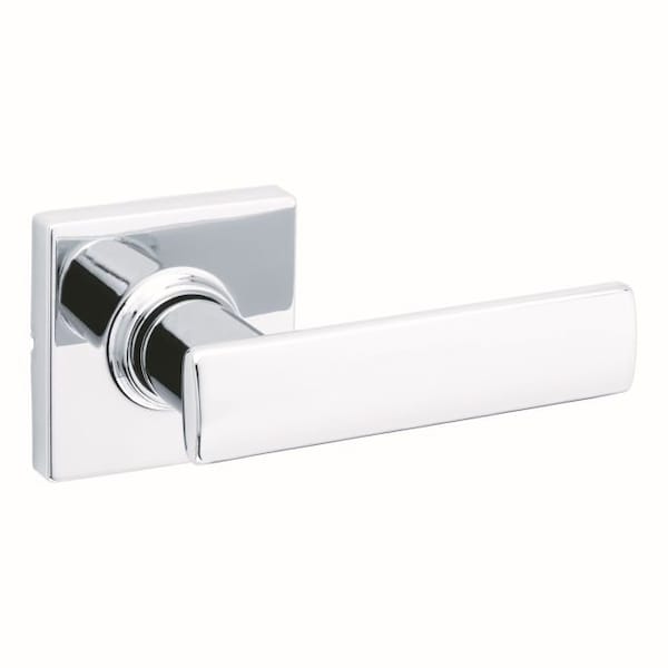 Kwikset Breton Lever with Square Rose Passage Door Lock with 6AL Latch and RCS Strike Bright Chrome Finish - 200BRNLSQT-26