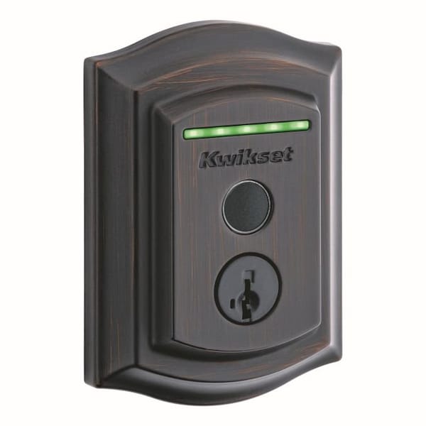 Kwikset Halo Touch Traditional Fingerprint Deadbolt, Built-in Wifi and SmartKey Backup Venetian Bronze Finish - 959TRLFPRT-11PS