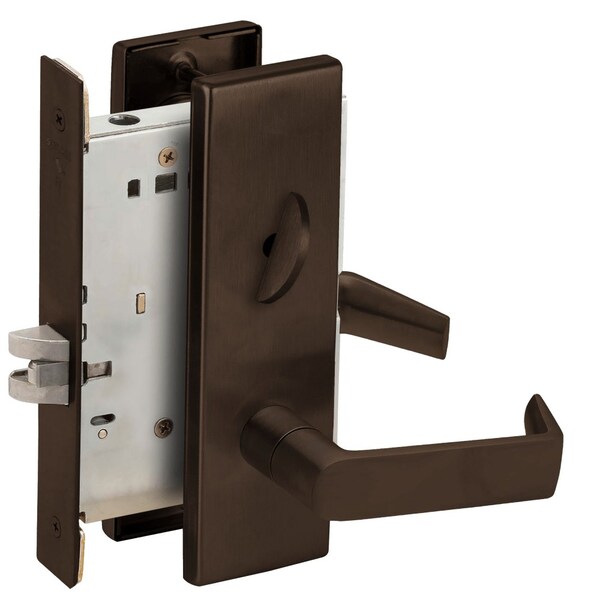 Schlage Grade 1 Bed Bathroom Privacy Mortise Lock, 06 Lever, N Escutcheon, Dark Oxidized Satin Bronze Oil Ru - L9040 06N 613