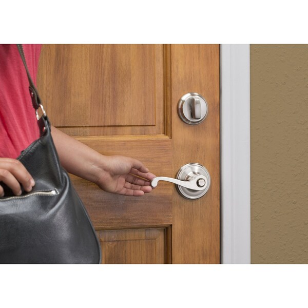 Brinks Home Security Brinks Push Pull Rotate Glenshaw Satin Nickel Entry Lever KW1 1.75 in. - 23014-119