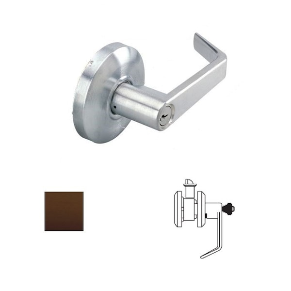 Cal-Royal Design Exit Lock Lever Lock, 2-3/4 Backset, ASA Strike, Schlage C Keyway, US10B Dark Bronze - SL80-10B
