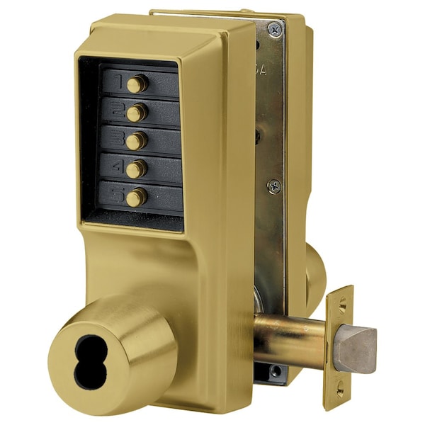 Dormakaba Cylindrical Knob Lock, Combination or Key Override Entry, Combination or Key Override Exit, 2-3/4-in - EE1021S/EE1021S-05-41