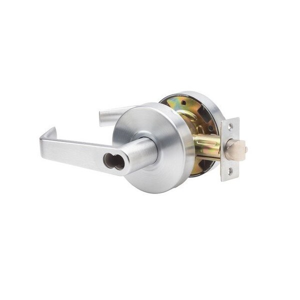 Trans Atlantic Co. LSV Saturn Standard Duty Brushed Chrome Grade 2 Commercial Storeroom Lever with Door Handle Lock and IC Core - DL-LSV80IC-US26D