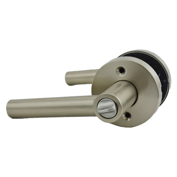 Kwikset Milan Lever with Round Rose Entry Door Lock SmartKey with 6AL Latch, RCS Strike Satin Nickel Finish - 740MILRDT-15S