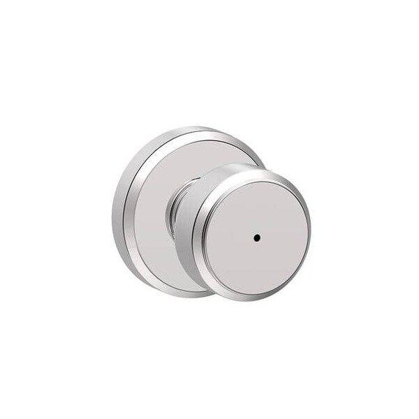 Schlage Residential Bowery Knob with Greyson Rose Privacy Lock with 16080 Latch and 10027 Strike Bright Chrome Finish - F40BWE625GSN