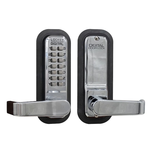Lockey Usa Mechanical Keyless Lever Lock, Single Sided, 2835, Bright Chrome - 2835BC