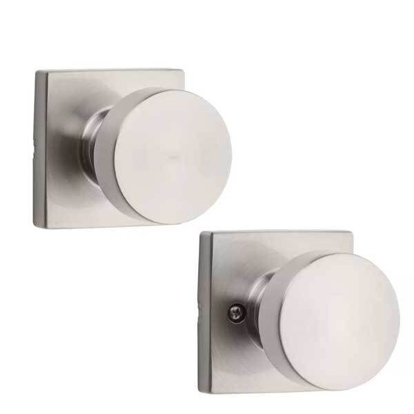 Kwikset Kwikset: Pismo Passage Door Knob with Square Rose  Satin Nickel - KWS-720PSK-SQT-15