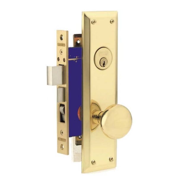 Marks Marks: METRO MORTISE ENTRANCE KNOB LOCKSET - ENTRANCE - 1-1/4 X 8 - POLISHED BRASS - LEFT HAND - MRK-71A-3-LH