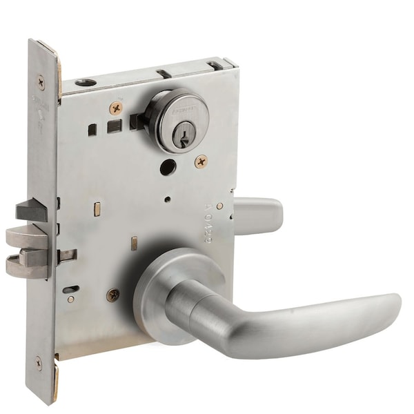 Schlage Grade 1 Storeroom Mortise Lock, Conventional Cylinder, S123 Keyway, 07 Lever, A Rose, Satin Stainles - L9080P 07A 630