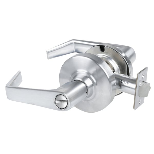 Schlage Grade 2 Privacy Cylindrical Lock with Field Selectable Vandlgard, Saturn Lever, Non-Keyed, Satin Chr - ALX40 SAT 626AM