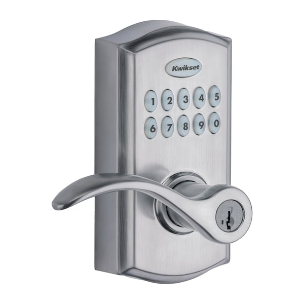 Kwikset Kwikset SmartKey Satin Chrome Metal Electronic Touch Pad Entry Lever - 99550-001