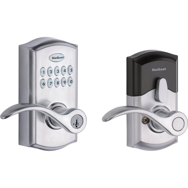 Kwikset Kwikset SmartKey Satin Chrome Metal Electronic Touch Pad Entry Lever - 99550-001