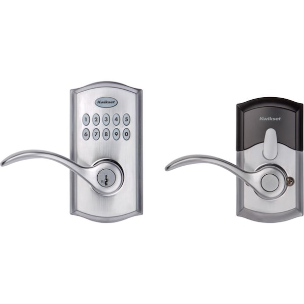 Kwikset Kwikset SmartKey Satin Chrome Metal Electronic Touch Pad Entry Lever - 99550-001
