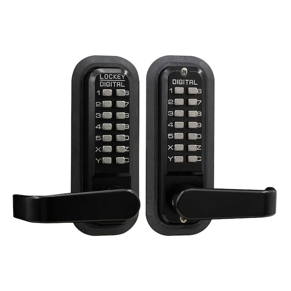 Lockey Usa Lockey Mechanical Keyless Lever Lock with Passage Function and Jet Black Finish - 2835JBMGDC