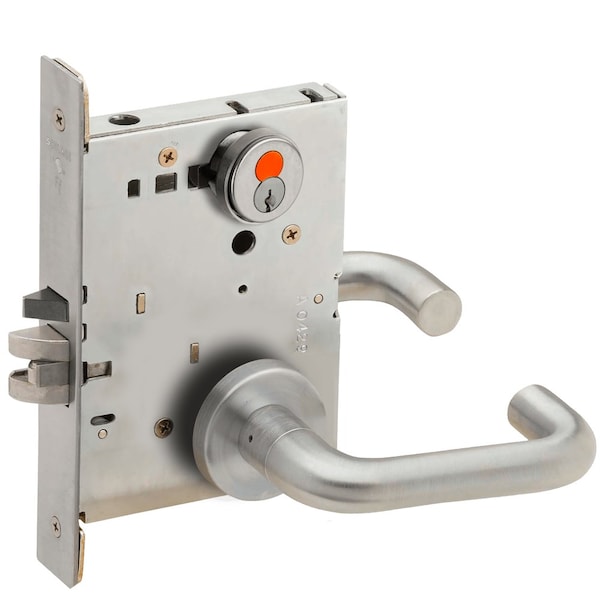 Schlage Grade 1 Entrance Office Mortise Lock, Schlage FSIC With Construction Core, 03 Lever, A Rose, Satin C - L9050T 03A 626