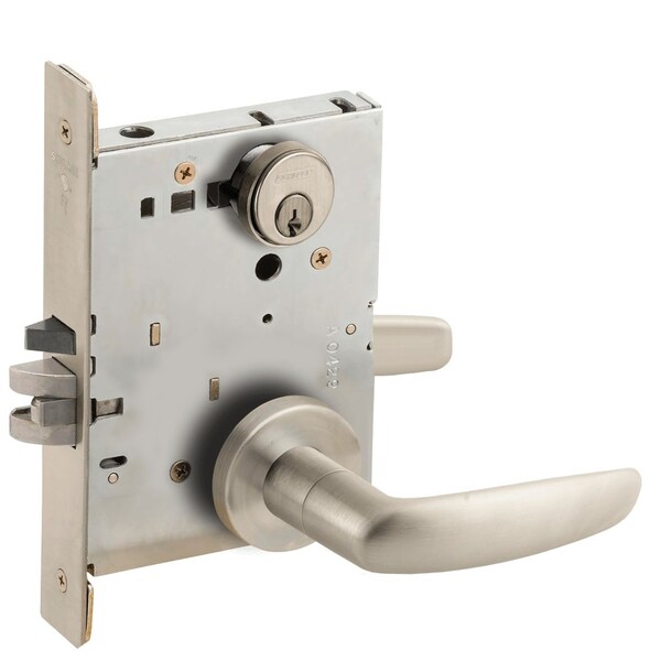 Schlage Grade 1 Classroom Mortise Lock, Conventional Cylinder, S123 Keyway, 07 Lever, A Rose, Satin Nickel P - L9070P 07A 619